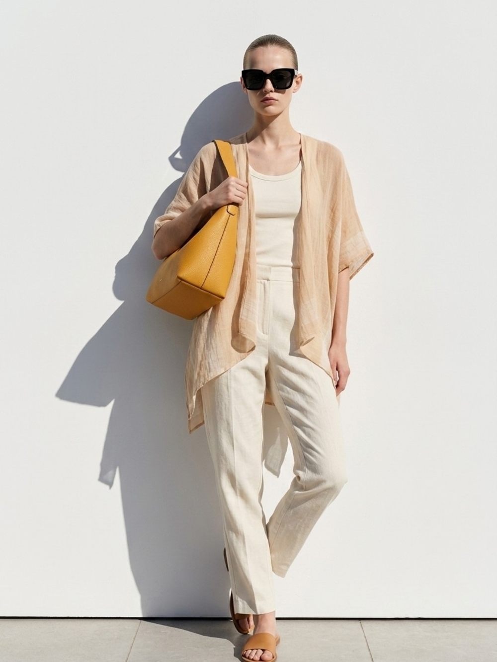 NWT Liz Claiborne Gauze Sand Kimono Vest ~sz OS
